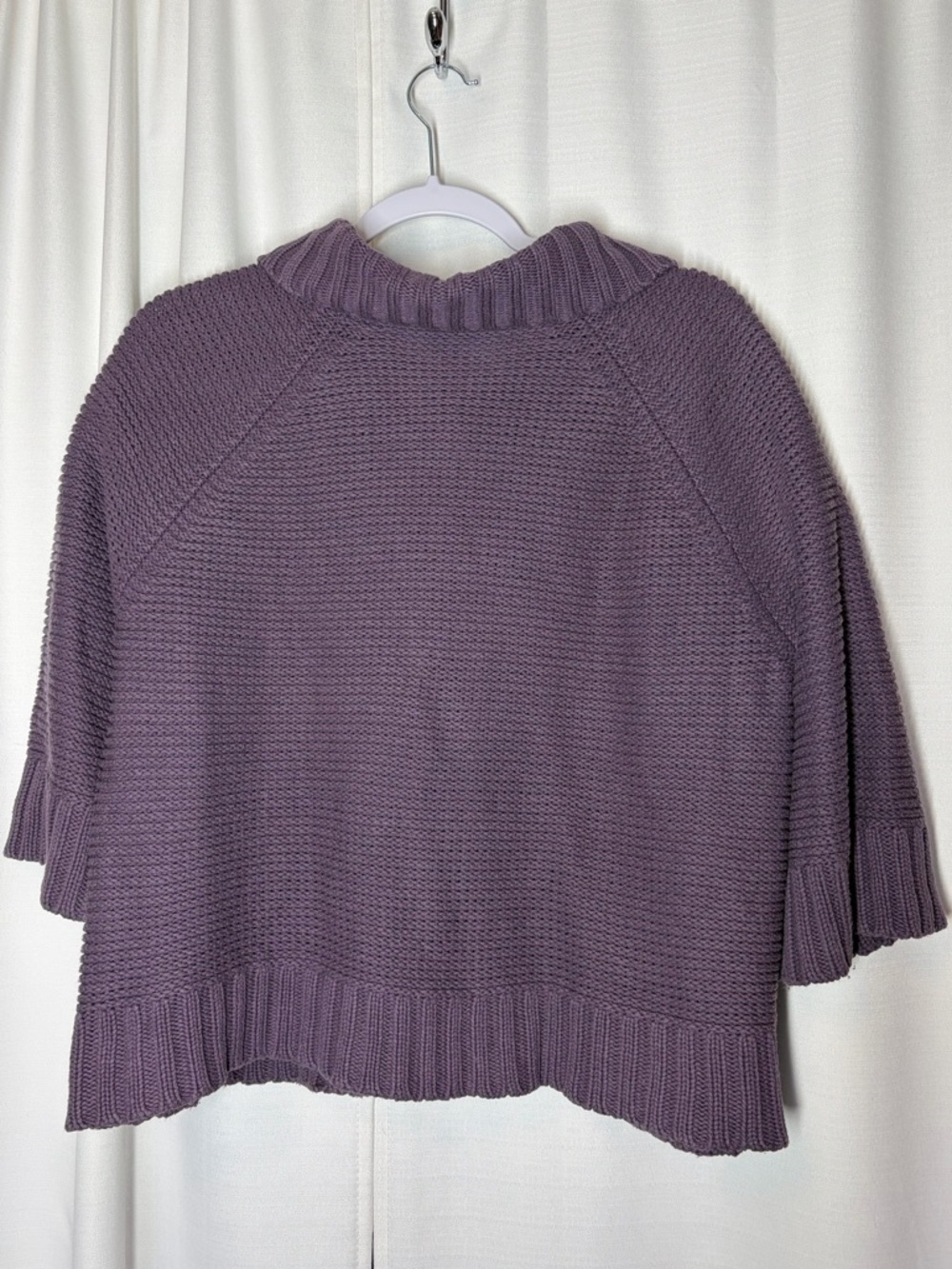 J. JILL Purple Boxy Fit 1/2 Sleeve Button Up Chunky Knit Cardigan L Cottagecore - Picture 8 of 12